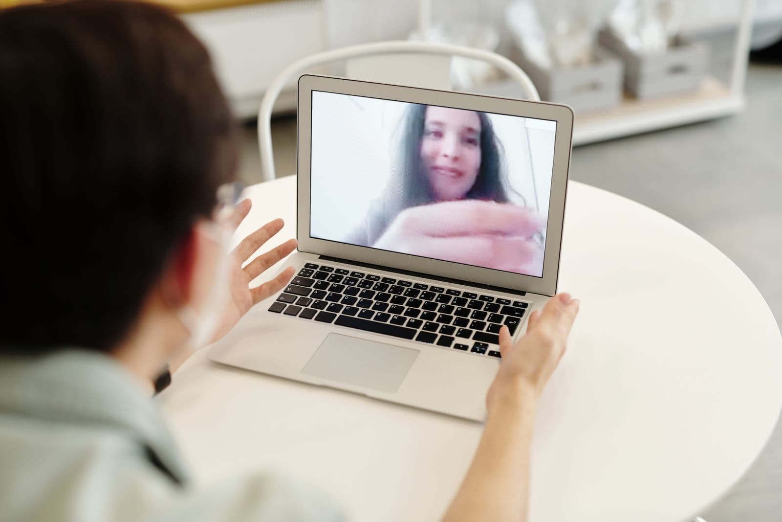 A person at home using a laptop